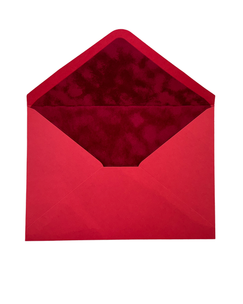 Rose Red Velvet-Lined Envelope & Matching Card
