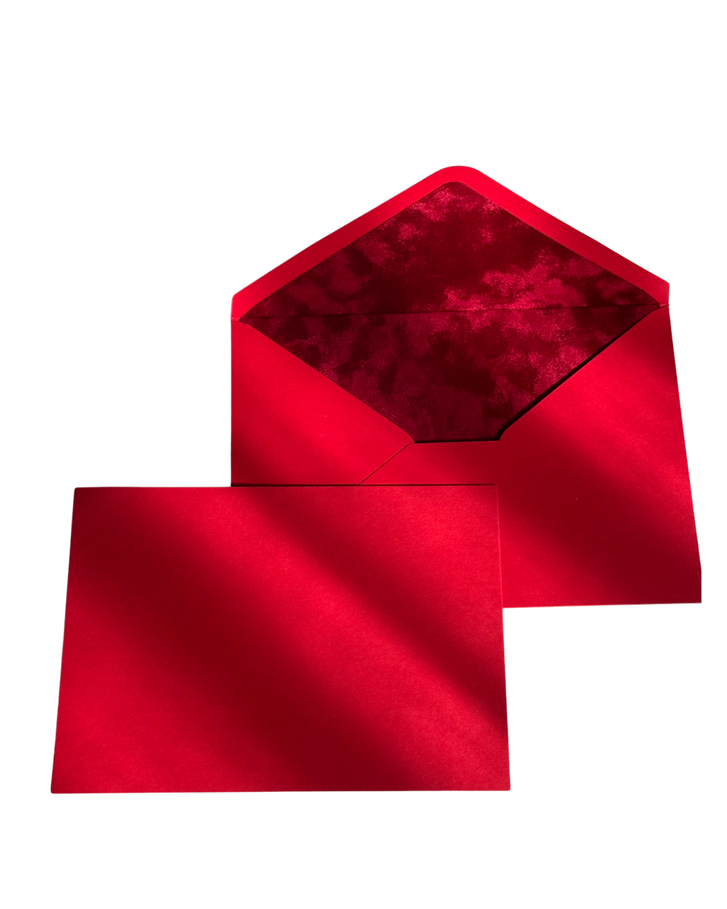 Rose Red Velvet-Lined Envelope & Matching Card