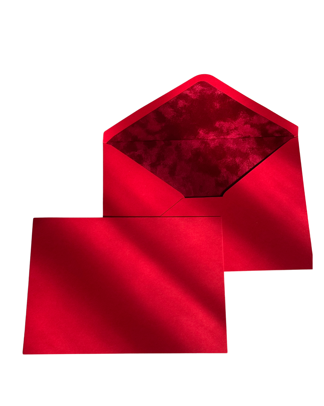Rose Red Velvet-Lined Envelope & Matching Card