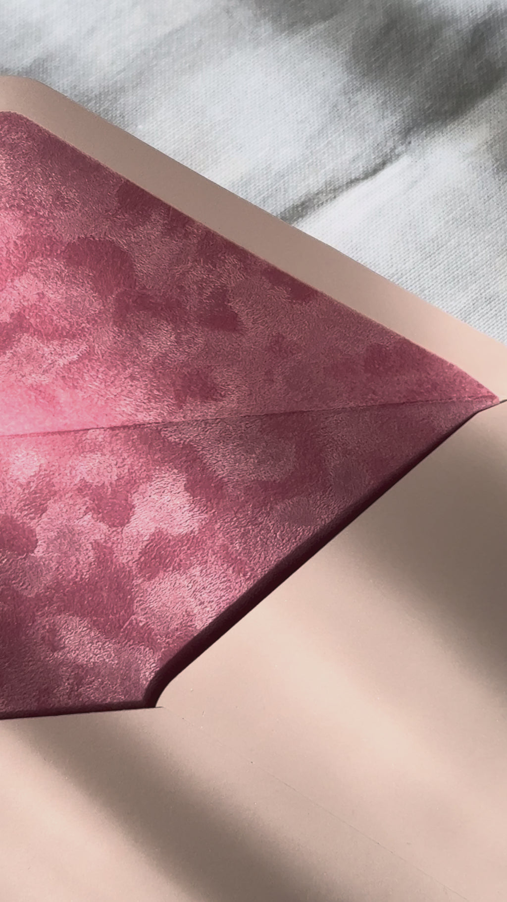 Blush Pink Velvet-Lined Envelope & Matching Card