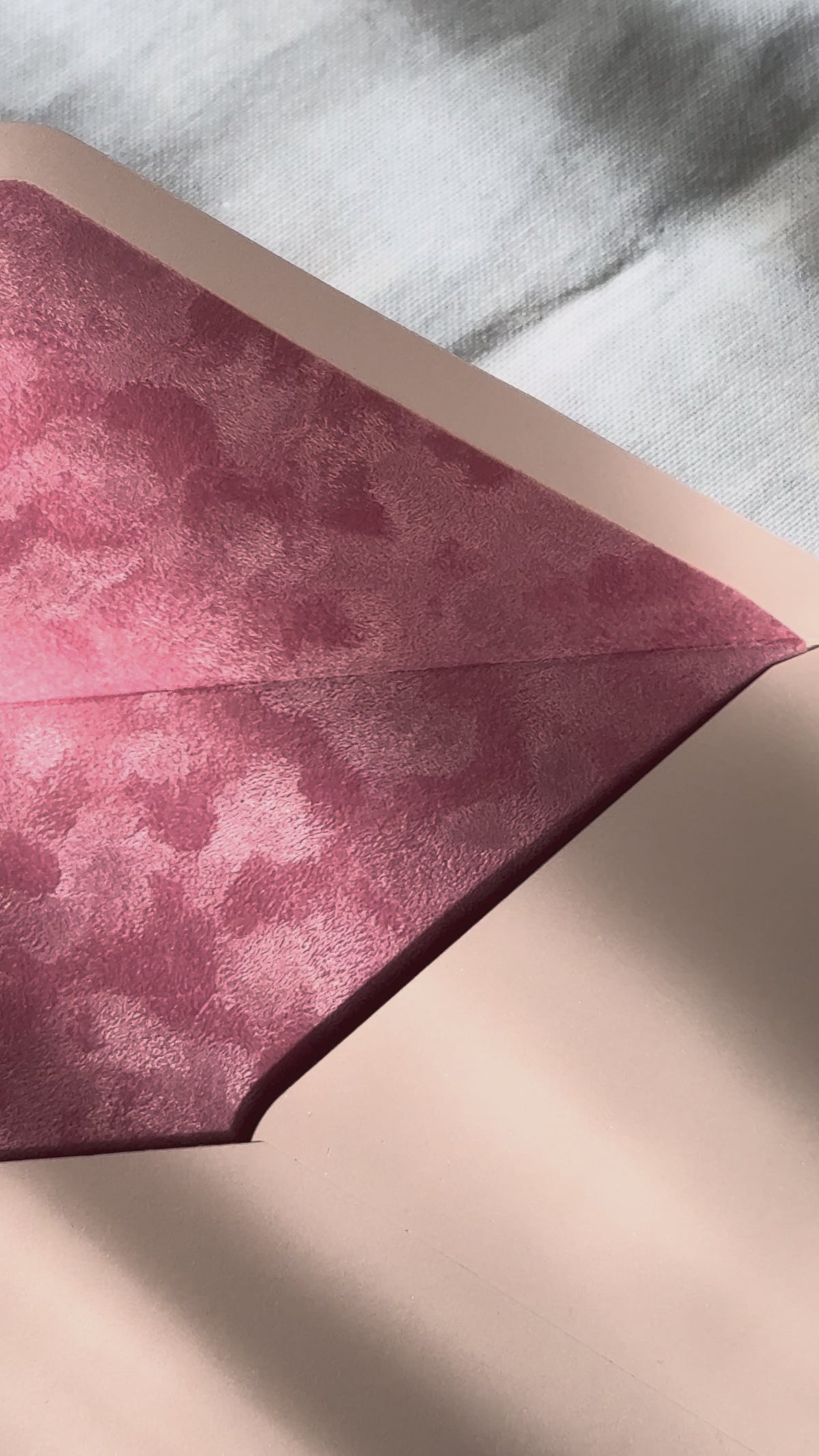 Blush Pink Velvet-Lined Envelope & Matching Card
